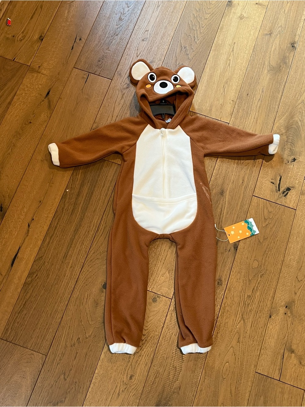 NWT *read* Cozy Brown Bear Fleece Zip up Hooded onesie 12-18 mo girl boy